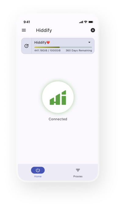 Hiddify app on mobile